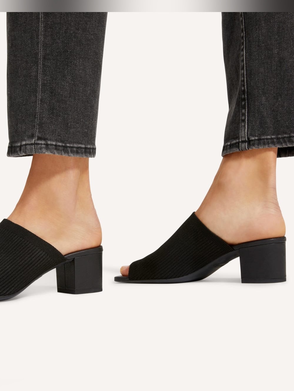 Everlane The Glove Mule in Reknit Size 6.5 Black Heel Sandal Neutral - Picture 3 of 15